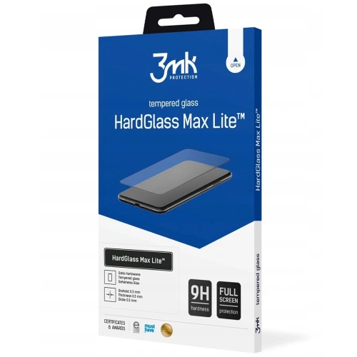 Szkło hartowane 3MK HardGlass Max Lite w kolorze czarnym, idealne dla Motorola P30.