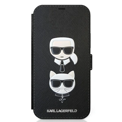 Etui z klapką Saffiano z motywem Karl & Choupette, eleganckie i stylowe.