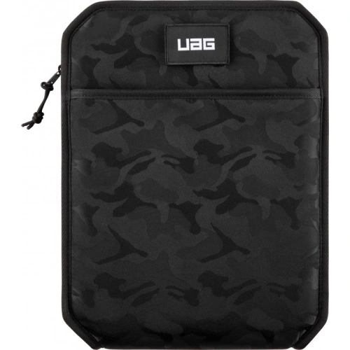 Etui UAG Urban Armor Gear w kolorze czarnym, ukazujące wz&oacute;r midnight camo i materiał hybrydowy.