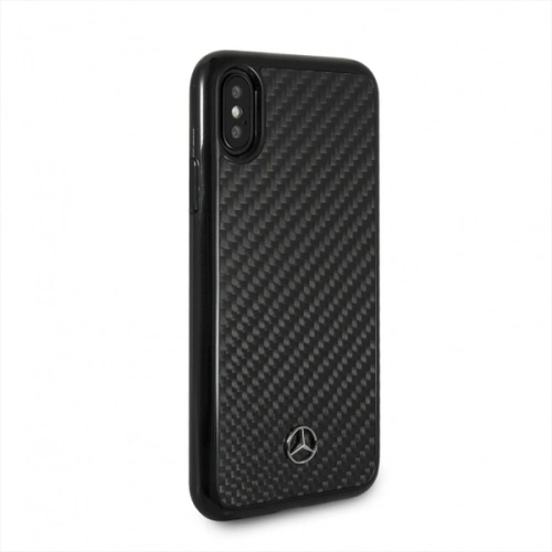 Etui Mercedes na Apple iPhone X, pokazujące precyzyjne wycięcia na porty.