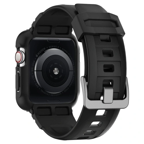 Spigen Rugged Armor Pro band in black, designed for Apple Watch 4/5/6/7/SE 44/45mm.