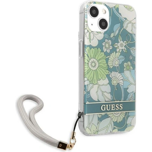 Zielony hardcase Guess na plecki, idealnie dopasowany do Apple iPhone 13.