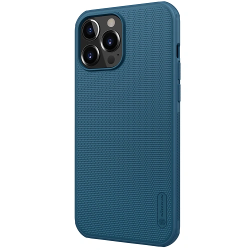 Nahaufnahme der Textur des Nillkin Super Frosted Shield Etuis in Blau