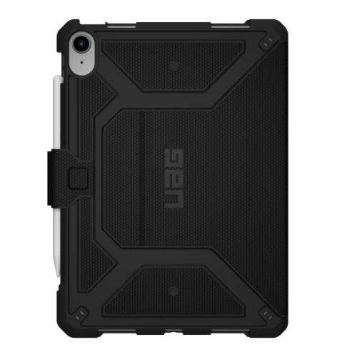 Widok etui UAG Metropolis z boku, ukazujący jego solidną konstrukcję i wycięcia na porty.