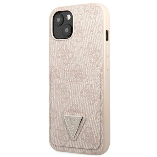Zbliżenie na etui Guess z logo 4G Triangle oraz slotem na karty.