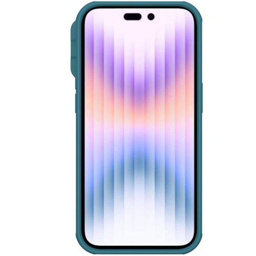 Das Nillkin Camshield Pro Case in blauer Farbe, perfekt passend für Apple iPhone 14 Pro Max.