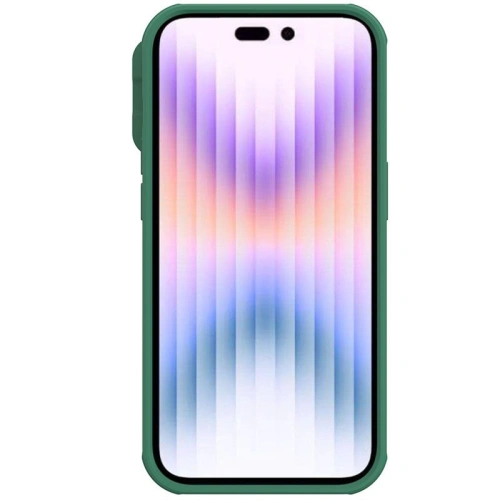Nillkin Camshield Pro case in green color, perfectly fitting Apple iPhone 14 Pro Max.