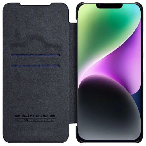Nillkin Qin Leather Pro case in black, perfect for Apple iPhone 14 Plus / 15 Plus