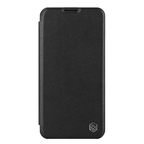 Nillkin Qin Leather Pro Case in black, ideal for iPhone 14 Plus and 15 Plus.