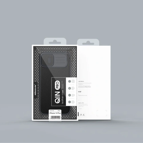 Stylish Nillkin Qin case in black, highlighting the elegance of the phone.