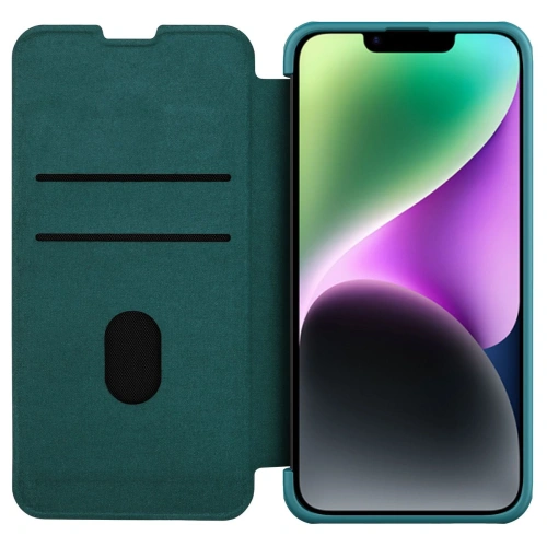 Nillkin Qin Leather Pro Case in use on Apple iPhone 14 Plus