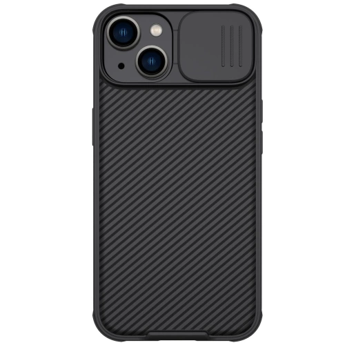Nillkin CamShield Pro Magnetic case in black, perfectly fitted for Apple iPhone 14 Plus / 15 Plus.