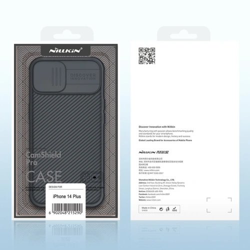 Green Nillkin CamShield Pro Case mounted on Apple iPhone 14 Plus