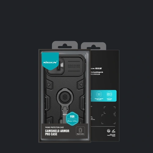 Widok tyłu etui Nillkin CamShield Armor Pro z logo producenta