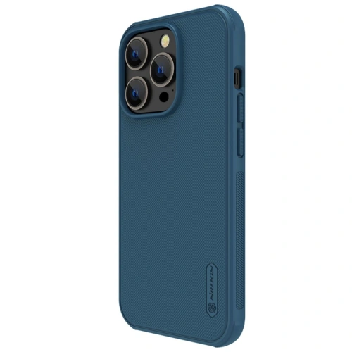Nillkin Super Frosted Shield Pro case in blue, perfect for iPhone 14 Pro Max.
