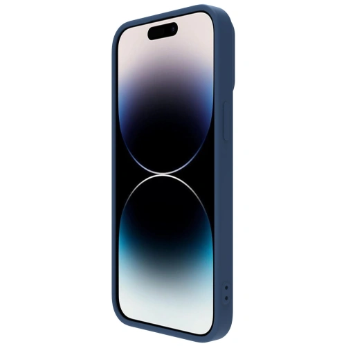 Nillkin case mounted on Apple iPhone 14 Pro Max in blue color