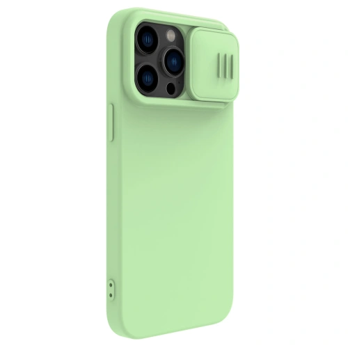 Stylish Nillkin CamShield Silky Silicone case for iPhone 14 Pro in green shade