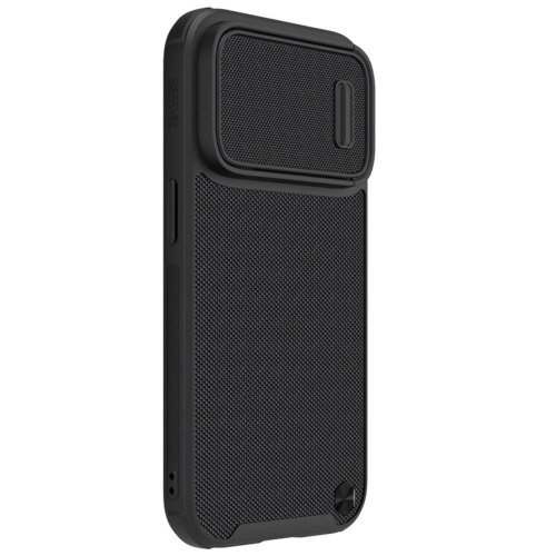 Close-up of the textured surface of the Nillkin case in black