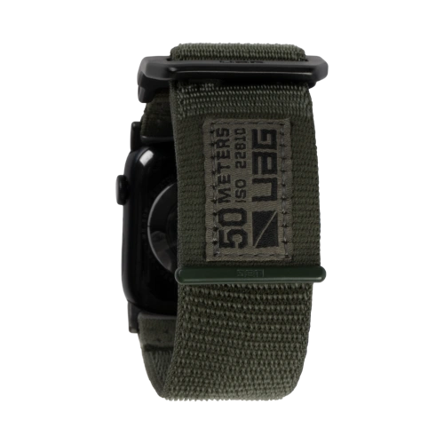 Detale paska UAG Urban Armor Gear, pokazujące jego wytrzymałość i styl.