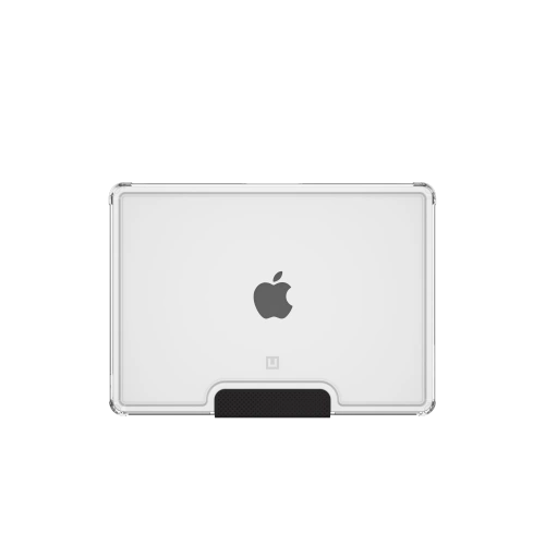 Zbliżenie na etui UAG Lucent, ukazujące detale i wycięcia na porty MacBooka Air 13.