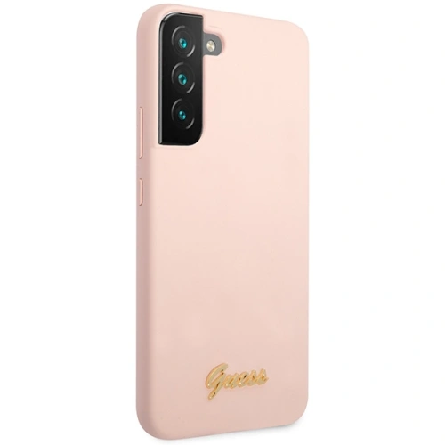 R&oacute;żowe etui Guess na Samsung Galaxy S23+ Plus, prezentujące elegancki design.