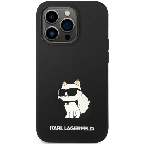 Stylowe etui Karl Lagerfeld z bliska, prezentujące jakość silikonowego wykończenia