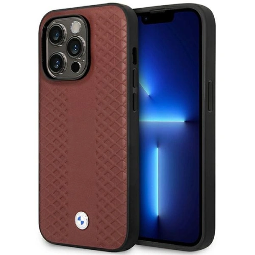 Etui BMW BMHMP14X22RFGR w kolorze burgundowym, idealnie dopasowane do iPhone 14 Pro Max.
