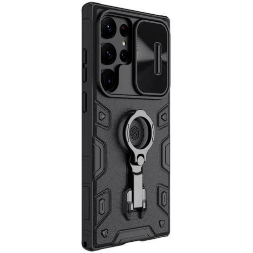 Zbliżenie na etui Nillkin CamShield Armor Pro, ukazujące detale i teksturę