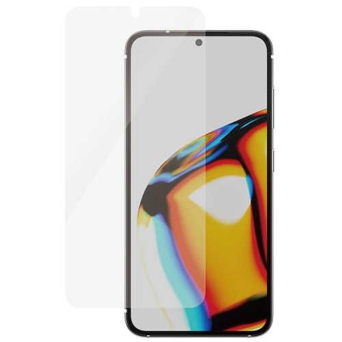 Szkło hartowane PanzerGlass Ultra-Wide Fit na telefonie Samsung Galaxy S23, idealnie dopasowane do ekranu.