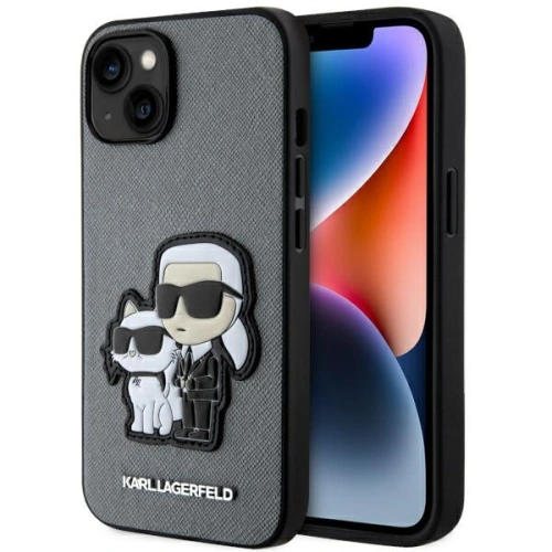 Etui Karl Lagerfeld KLHCP14SSANKCPG w srebrnym kolorze, wykonane z nylonu i TPU.