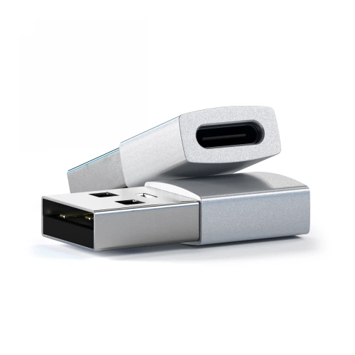 View of the Satechi Aluminium adapter, showcasing elegant design and functionality for technology users.