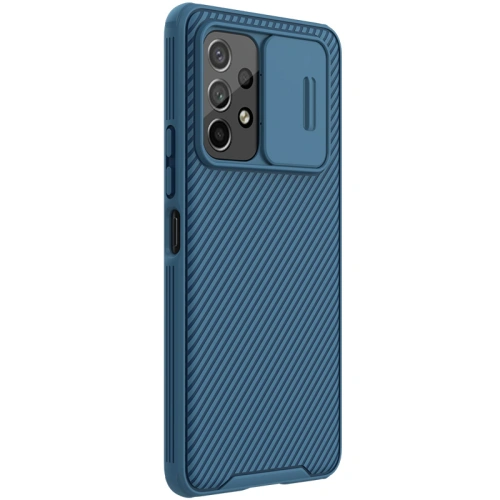 Etui Nillkin Camshield Case na telefonie Samsung Galaxy A14 4G, w eleganckim niebieskim kolorze.