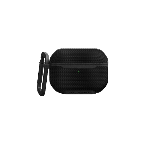 Etui UAG Metropolis w kolorze czarnym dla Apple AirPods Pro 2, z widocznymi detalami i wycięciami.