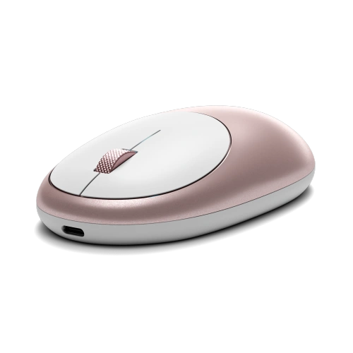 Satechi M1 mouse in a pink shade, showcasing modern Bluetooth features.
