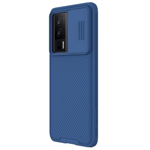 Nillkin CamShield Pro case mounted on a Xiaomi Redmi K60 in blue.