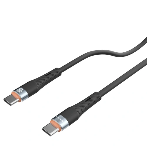 Kabel Nillkin Data Cable Flowspeed w kolorze czarnym, z końc&oacute;wkami USB-C na obu końcach.