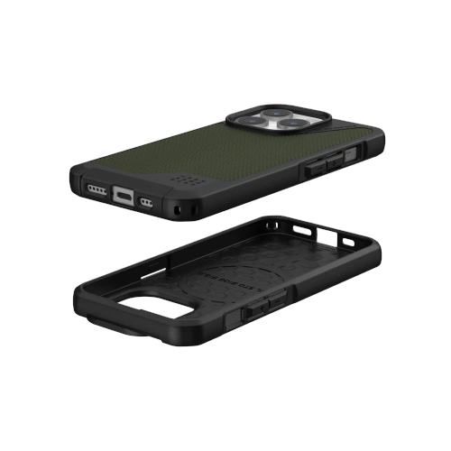 Etui UAG Urban Armor Gear Metropolis LT na tle naturalnym, podkreślające jego zielony kolor.