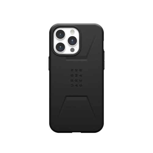 Etui UAG Urban Armor Gear Civilian w kolorze czarnym, idealnie dopasowane do iPhone 15 Pro Max.