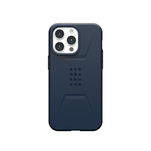 Etui UAG Urban Armor Gear Civilian w kolorze niebieskim, idealnie dopasowane do iPhone 15 Pro Max.