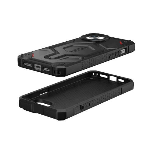 Etui UAG na iPhone 14 Plus, prezentujące elegancki, czarny design i wysoką jakość wykonania.