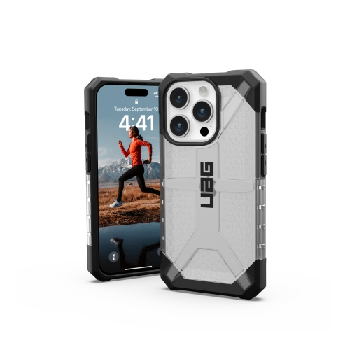 P&oacute;łprzezroczyste etui UAG, ukazujące elegancki design i ochronę telefonu.