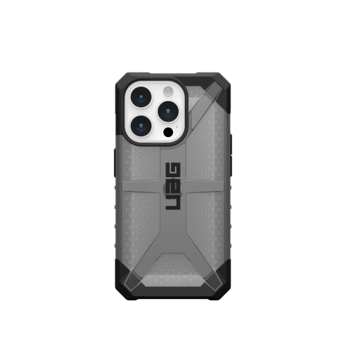 Etui UAG Plasma w kolorze ash, idealnie dopasowane do Apple iPhone 15 Pro.