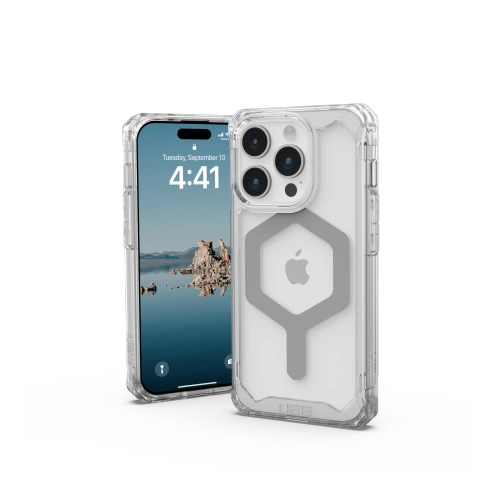 Zbliżenie na przezroczyste etui UAG, ukazujące jego nowoczesny design.