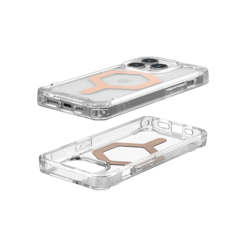 Zbliżenie na etui UAG Plyo w odcieniu ice-rose gold, ukazujące detale i teksturę.