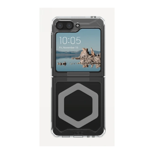Etui UAG Urban Armor Gear Plyo Pro w kolorze srebrnym, idealnie dopasowane do Samsung Galaxy Flip5.