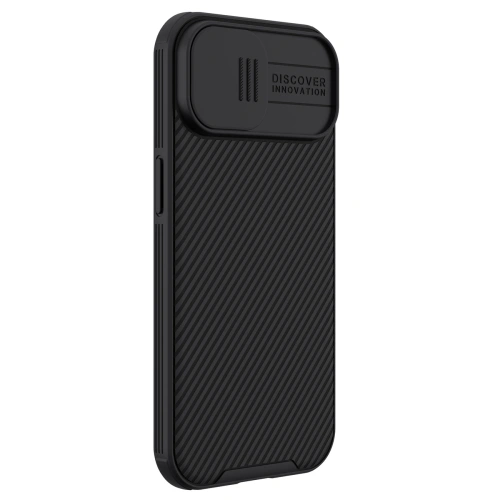 Stylish black Nillkin CamShield Pro case against a minimalist background