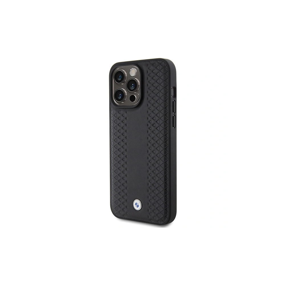 CG Mobile BMW - Custodia in Pelle per iPhone 15 Promax, Motivo Trapuntato, Colore: Nero