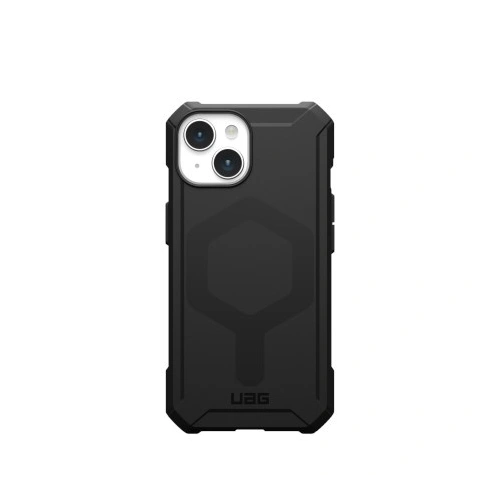 Θήκη UAG Urban Armor Gear σε μαύρο χρώμα, ιδανική για iPhone 15 με το σύστημα MagSafe.