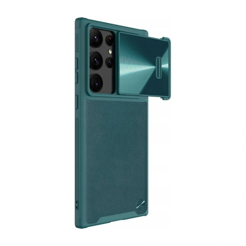 Ambalajul husă Nillkin CamShield Leather în culoarea verde, gata de cumpărare.