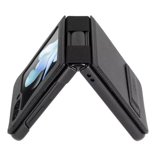 Stylowe etui Nillkin Qin Leather w czarnym kolorze, podkreślające design telefonu.